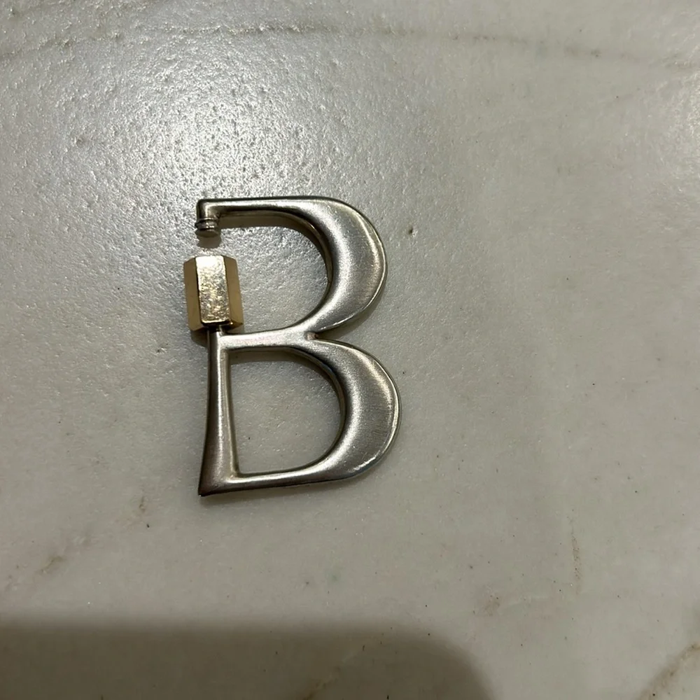 Marla Aaron initial B pendant sterling silver and 14k gold - Picture 3 of 6